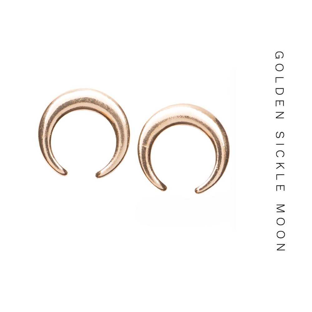 🌙 Golden Sickle Moon Stud Earrings